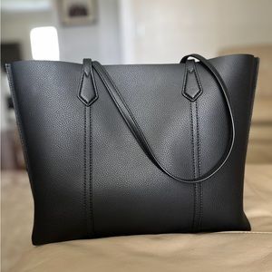Tory Burch triple compartment tote in black leather